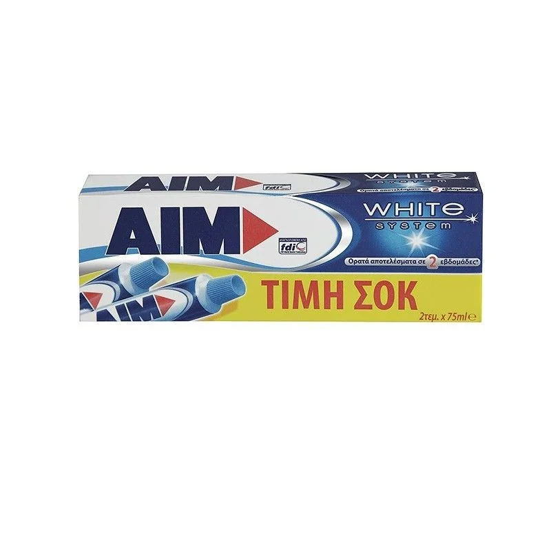 AIM οδοντόκρεμα White System (ΕΛ) 2x75ml Χονδρική