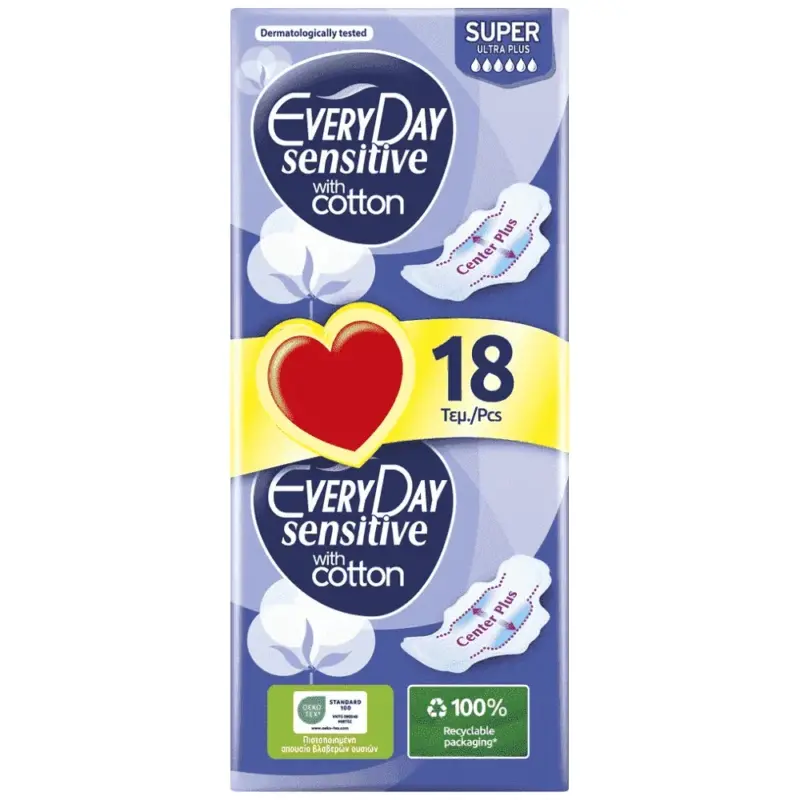 EVERYDAY σερβιέτες Sensitive Super (ΕΛ) 18τμχ. Χονδρική