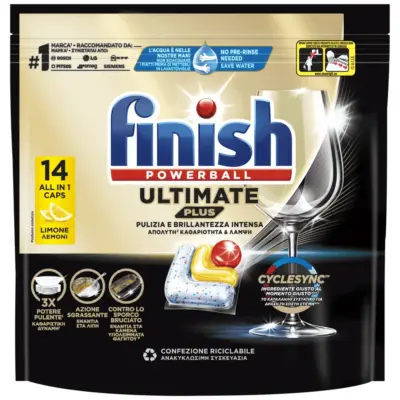 FINISH ταμπλέτες πλυντ. πιάτων Ultimate Plus All in 1 Lemon 14 Tabs Χονδρική