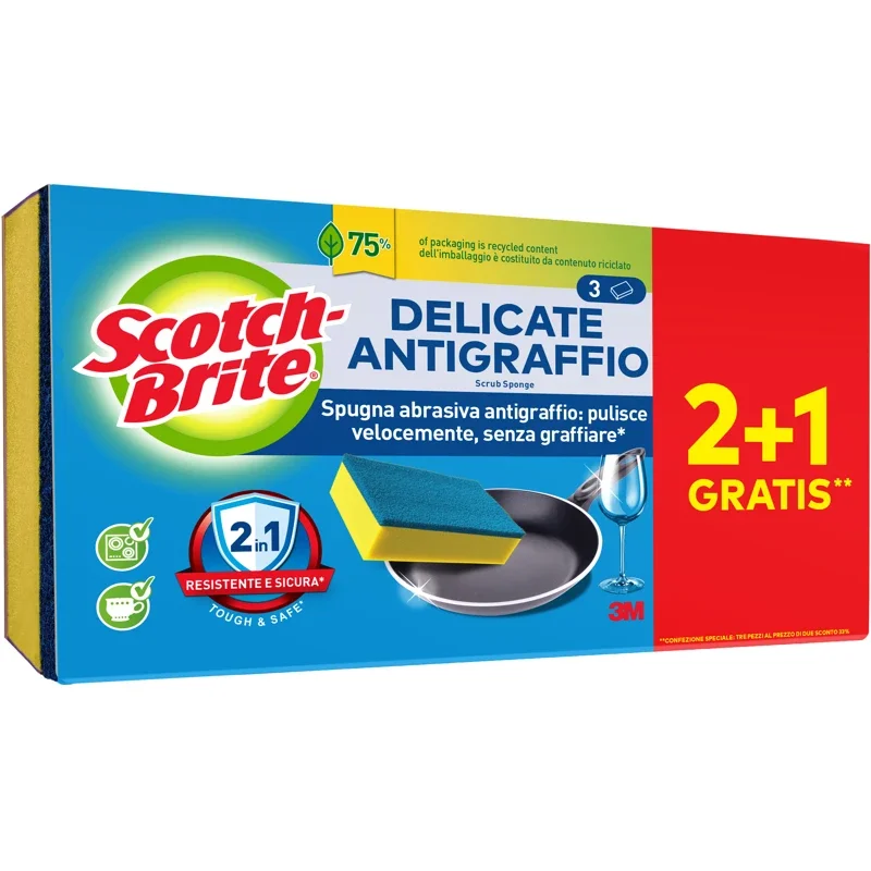 SCOTCH-BRITE σφουγγάρι μπλε Delicate 2+1 (δεν χαράζει) Χονδρική