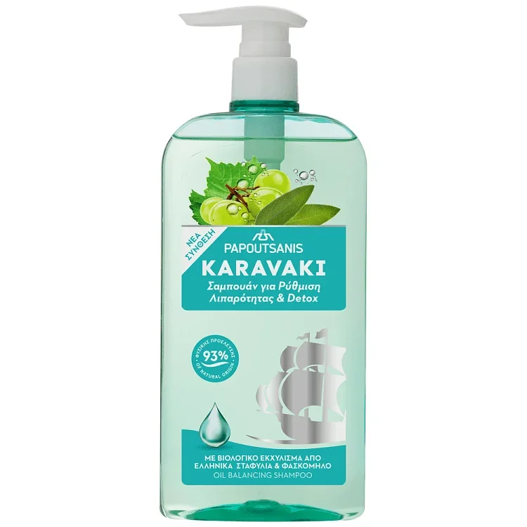 ΚΑΡΑΒΑΚΙ σαμπουάν Λιπαρά & Detox αντλία (ΕΛ) 600ml Χονδρική